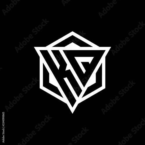 KQ logo monogram with triangle and hexagon shape combination