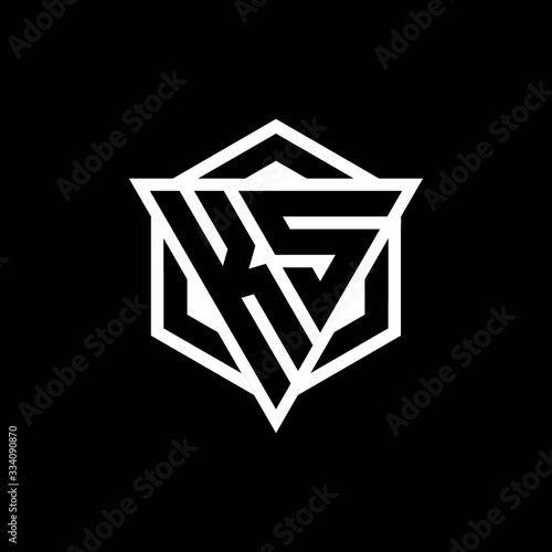 KS logo monogram with triangle and hexagon shape combination