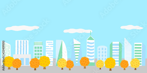 高層ビル群　街並み　紅葉