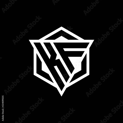 KF logo monogram with triangle and hexagon shape combination