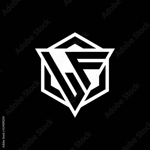LF logo monogram with triangle and hexagon shape combination
