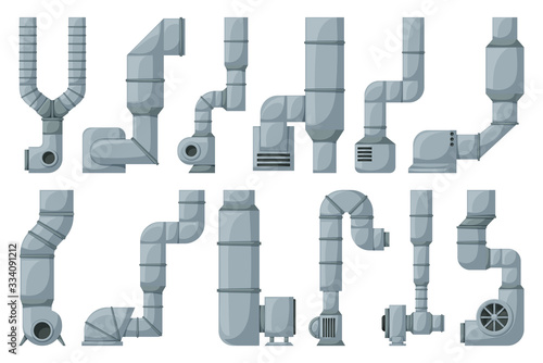 Ventilation pipe cartoon vector set icon. Isolated cartoon set icon ventilation pipe. Vector illustration air system on white background.