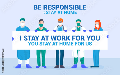 Flat Modern design Illustration of Be Responsible stay at home