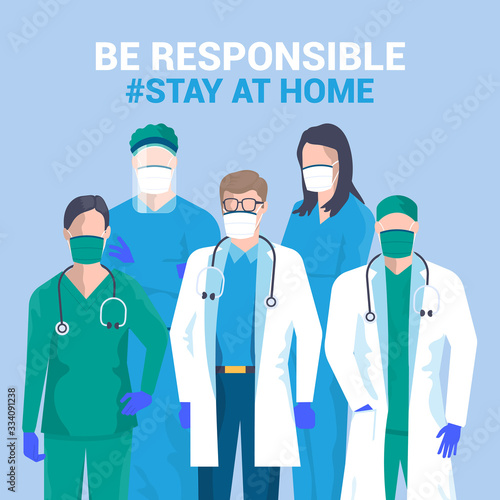 Flat Modern design Illustration of Be Responsible stay at home