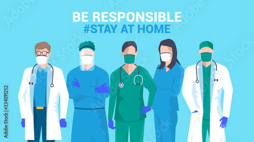 Flat Modern design Illustration of Be Responsible stay at home