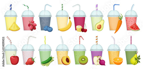 Smoothie vector cartoon set icon. Vector illustration fresh juice on white background. Isolated cartoon set icon smoothie.