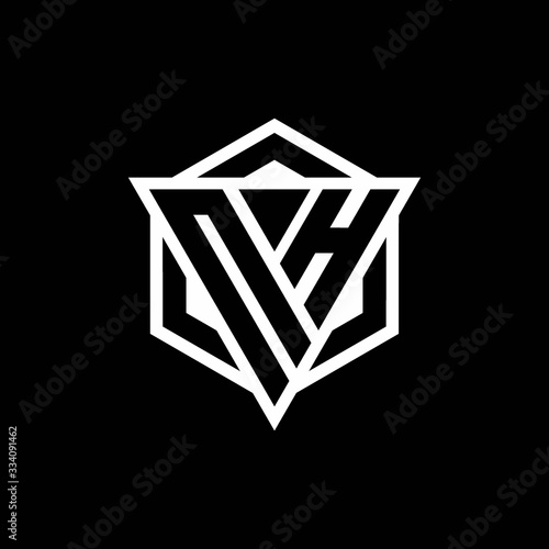 NH logo monogram with triangle and hexagon shape combination