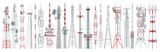 Radio tower isolated cartoon set icon. Vector cartoon set icon broadcast antenna. Vector illustration radio tower on white background.