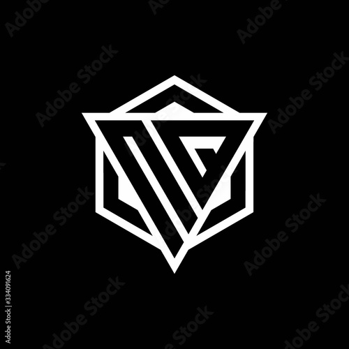 NQ logo monogram with triangle and hexagon shape combination