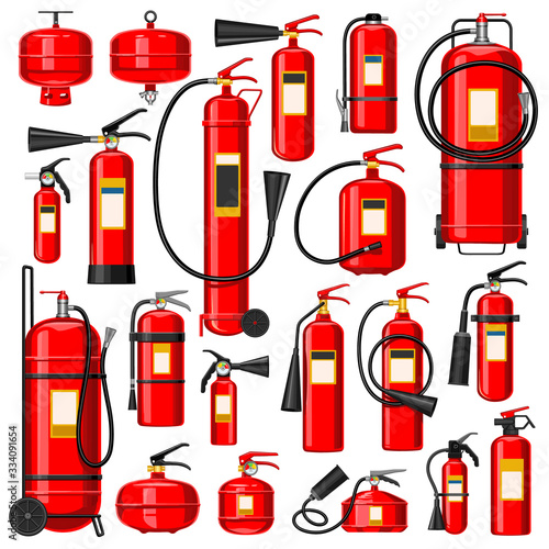 Extinguisher vector cartoon set icon. Equipment for extinguish isolated cartoon set icon. Vector illustration extinguisher on white background.