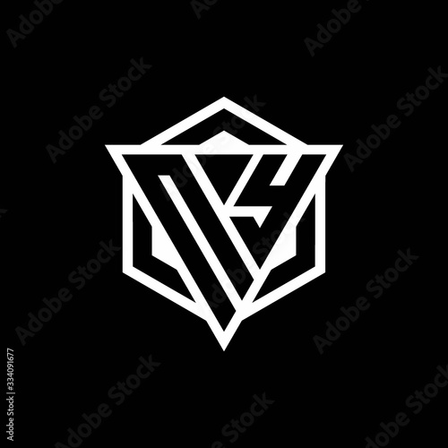 NY logo monogram with triangle and hexagon shape combination