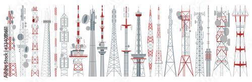 Fotografia Radio tower isolated cartoon set icon
