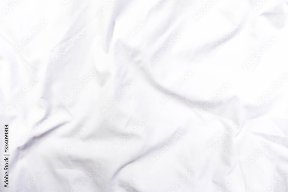 Abstract white fabric texture background. Wavy white cloth. 