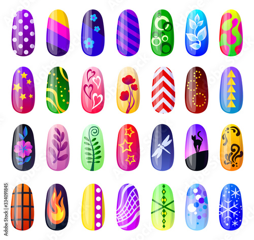 Design nail isolated cartoon set icon. Vector cartoon set icon manicure fingernail. Vector illustration design nail on white background.