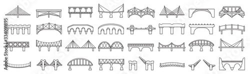 Bridge of construction vector outline set icon.Vector illustration river architecture on white background .Isolated outline set icon bridge of construction.