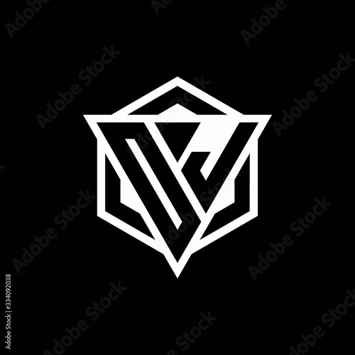 OJ logo monogram with triangle and hexagon shape combination