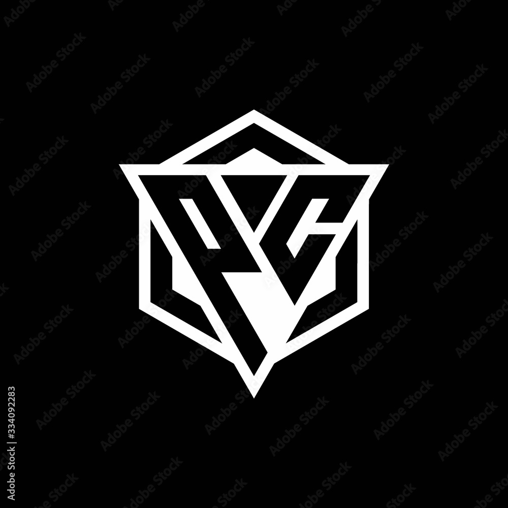 PC logo monogram with triangle and hexagon shape combination PC logo monogram with triangle and hexagon shape combination