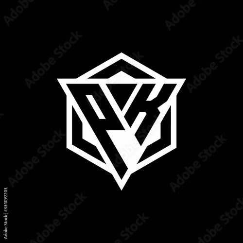 PK logo monogram with triangle and hexagon shape combination