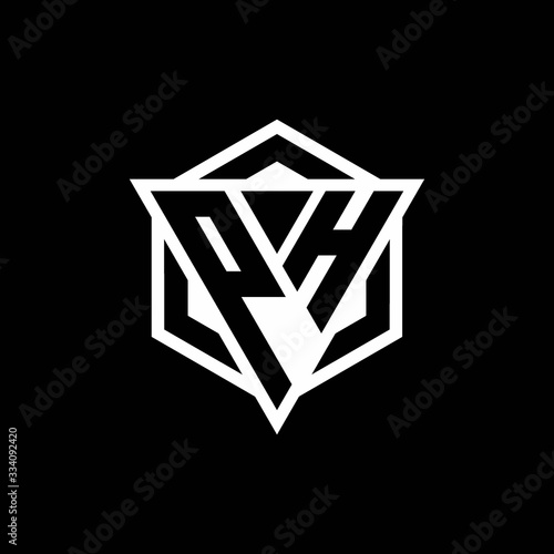 PH logo monogram with triangle and hexagon shape combination