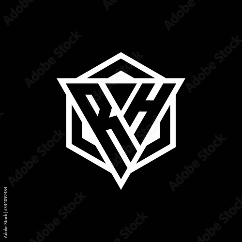 RH logo monogram with triangle and hexagon shape combination