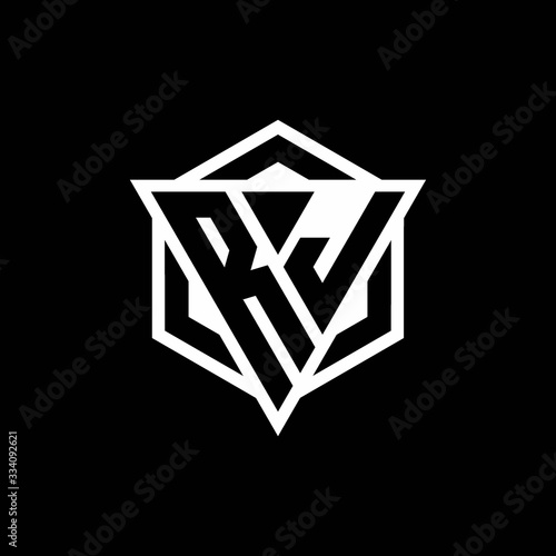 RJ logo monogram with triangle and hexagon shape combination