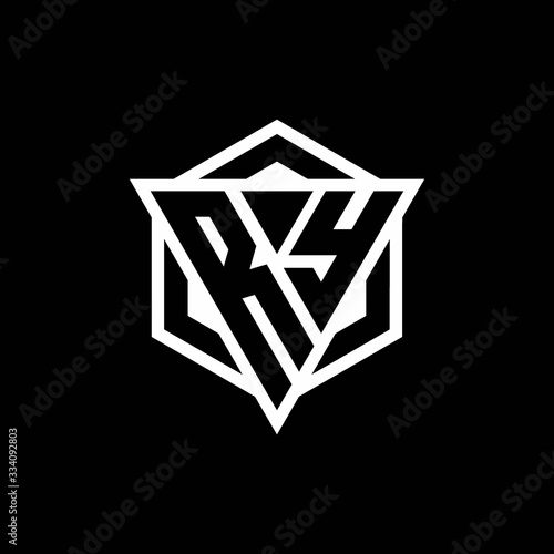RY logo monogram with triangle and hexagon shape combination