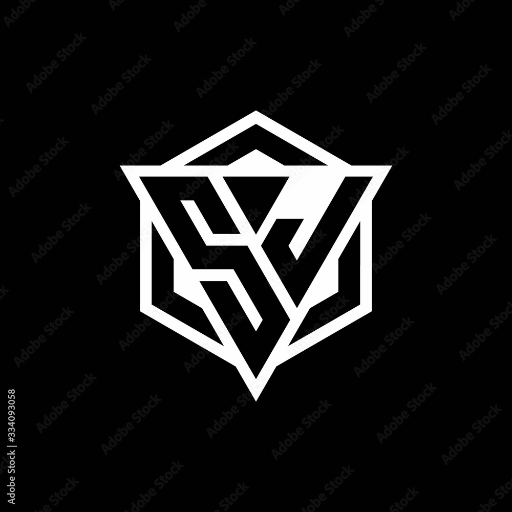 SJ logo monogram with triangle and hexagon shape combination SJ logo monogram with triangle and hexagon shape combination