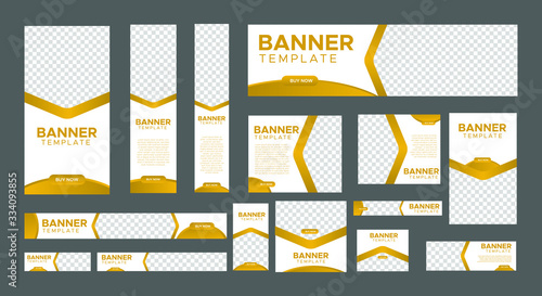 set of creative web banners of standard size with a place for photos. Business ad banner. Vertical, horizontal and square template. vector illustration EPS 10