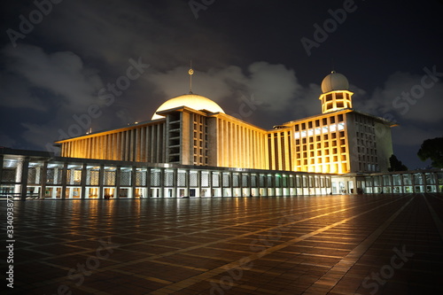 Photography Landscape of The Biggest Mosque in Indonesia, Istiqlal mosque at night