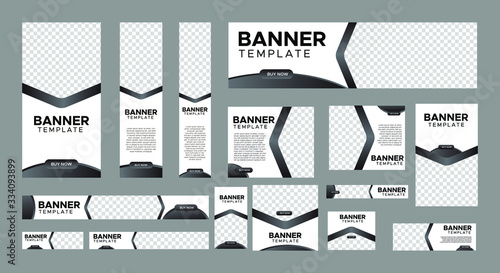 set of creative web banners of standard size with a place for photos. Business ad banner. Vertical, horizontal and square template. vector illustration EPS 10