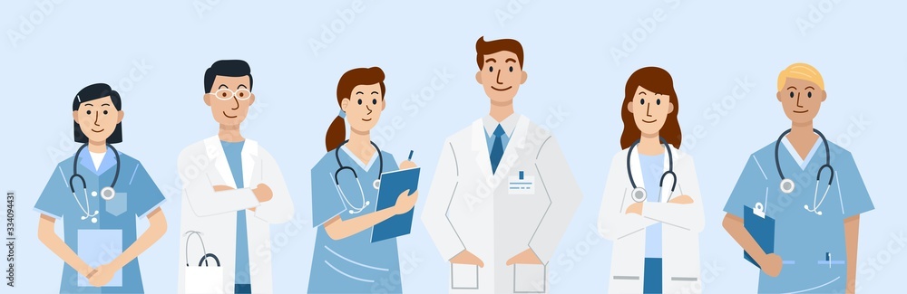 Falt design, Illustration of doctors and nurses characters. Vector Falt design, Illustration of doctors and nurses characters. Vector
