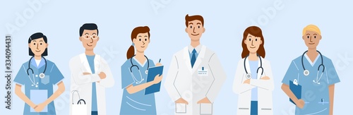 Falt design, Illustration of doctors and nurses characters. Vector