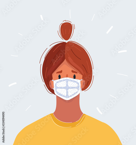 Woman s face in a medical protective mask. Quarantine
