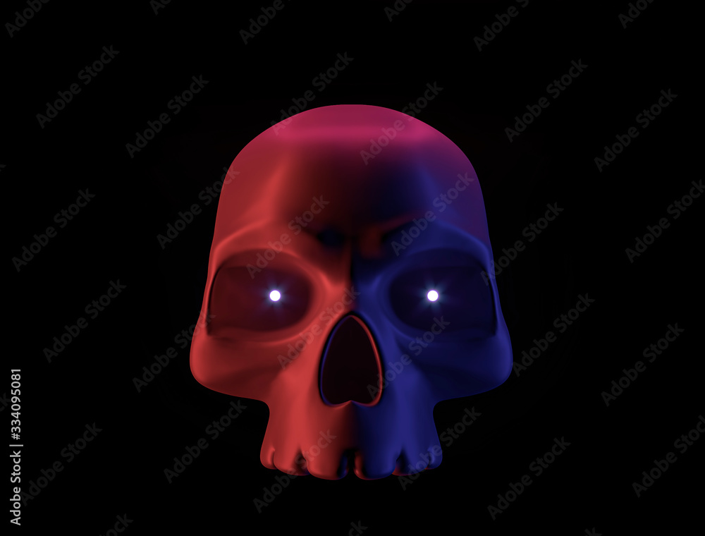 Obraz premium neon skull isolated on black background