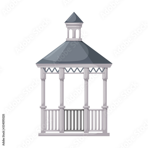 Wooden gazebo of pergola vector icon.Cartoon vector icon isolated on white background wooden gazebo of pergola .