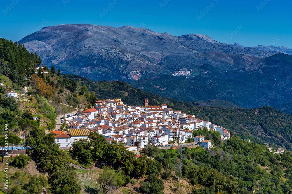 White Andalusian village, pueblo blanco Algatocin. Province of Malaga, Spain