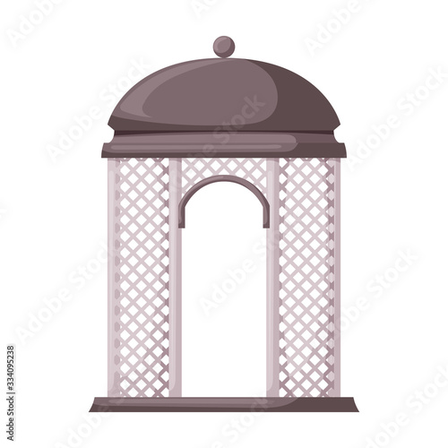 Wooden gazebo of pergola vector icon.Cartoon vector icon isolated on white background wooden gazebo of pergola .