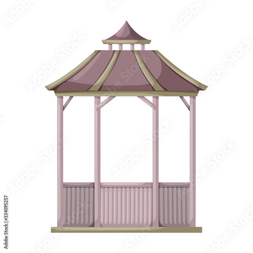 Wooden gazebo of pergola vector icon.Cartoon vector icon isolated on white background wooden gazebo of pergola .