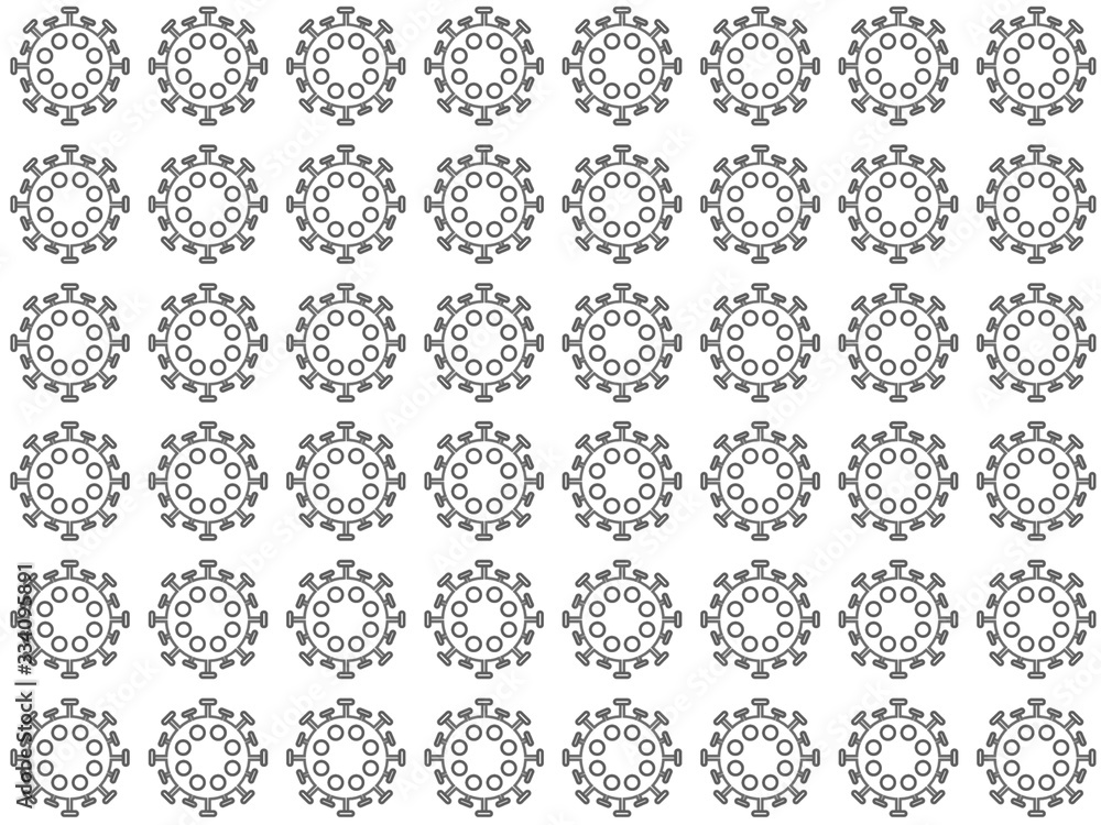 Seamless corona virus pattern, in black and white flat vector style. Seamless corona virus pattern, in black and white flat vector style.