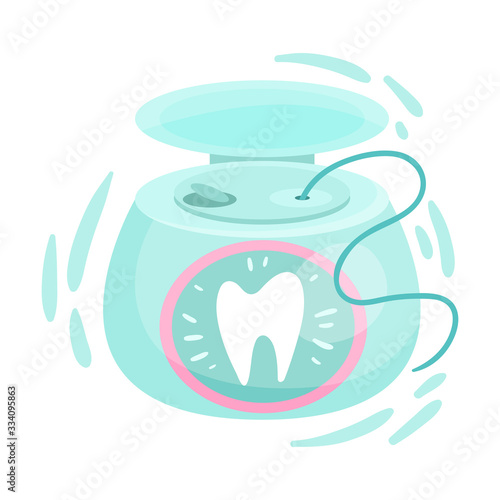 Dental Floss as Personal Hygiene Item and Tooth Care Vector Illustration