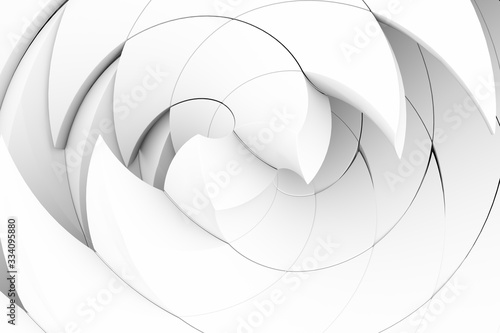 black and white twisted triangles abstract background 3D illustration