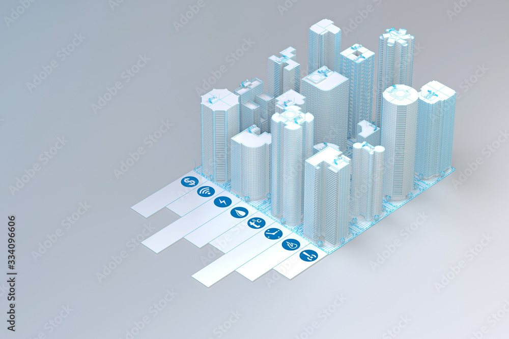 Fototapeta premium smart city with control icons
