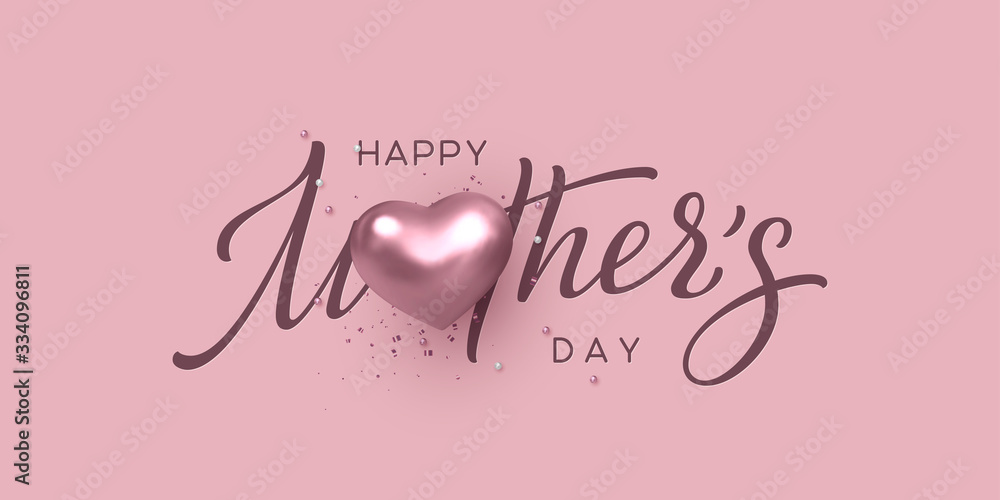 Happy Mothers day typography design. Handwritten calligraphy with 3d ...