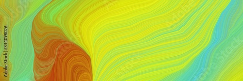 creative colorful curves banner design with yellow green, medium aqua marine and coffee colors