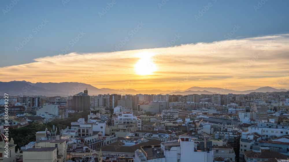Sunset Malaga city 