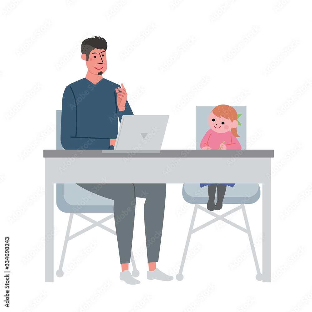 リモートワーク 人々 在宅勤務 テレワーク イラスト 男性 Stock Vector Adobe Stock