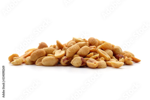 Pile of salted peanuts.
