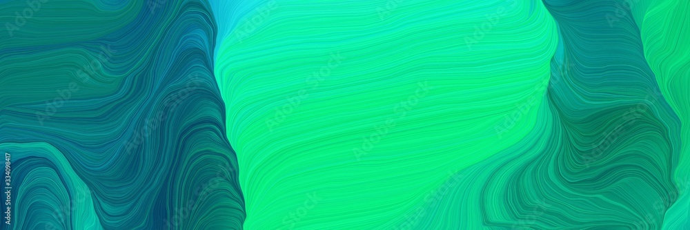 Plakat art colorful waves background with medium spring green, teal and teal green colors