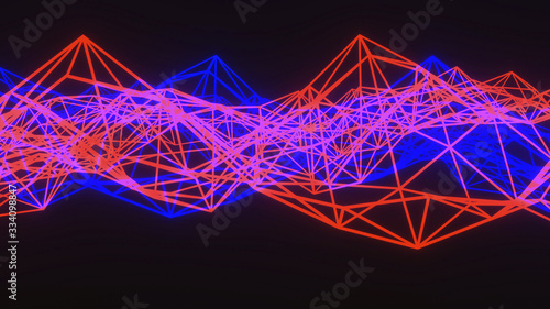 Abstract Futuristic Sci Alien Spaceship frame line 3D render illustration background.