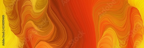 flowing decorative waves banner design with coffee, tangerine yellow and golden rod colors